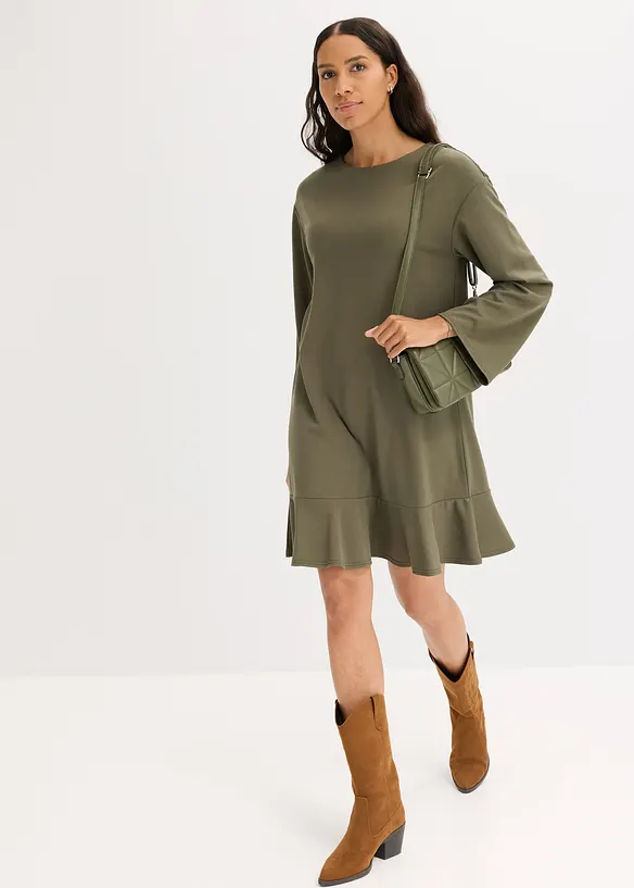 Robe courte à base volantée en jersey Milano, bonprix