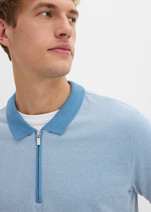 Polo en maille piquée à col zippé, bonprix