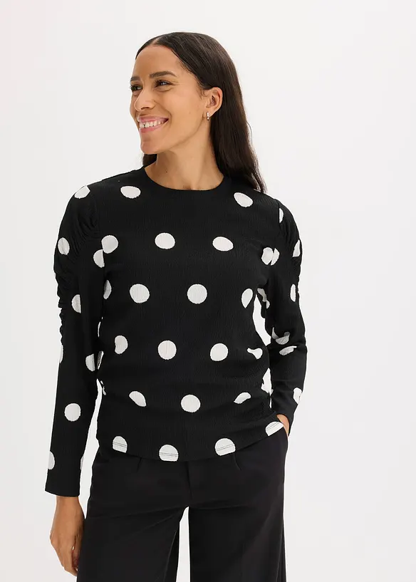 T-shirt manches longues en crêpe texturé, bonprix
