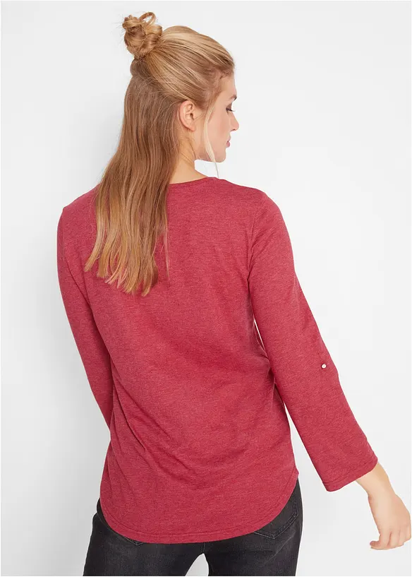 T-shirt col tunisien boutonné à manches longues, bonprix