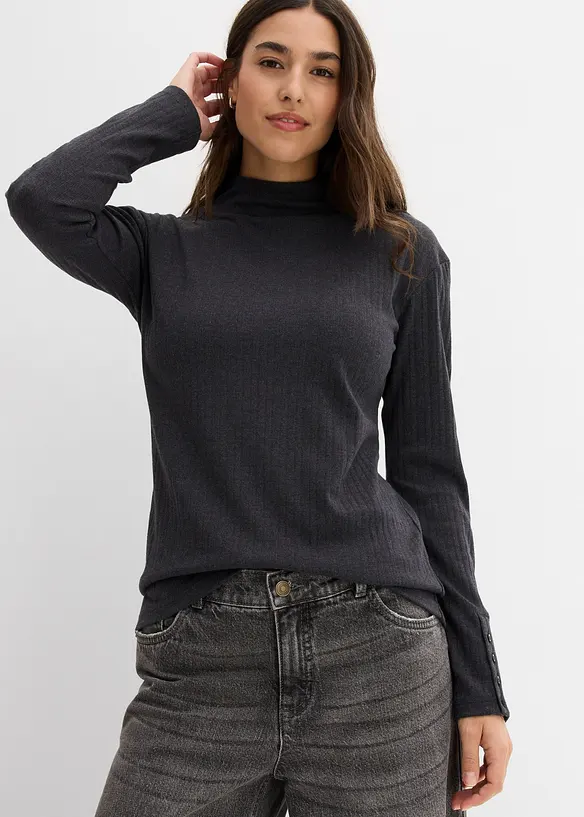 T-shirt manches longues côtelé, bonprix