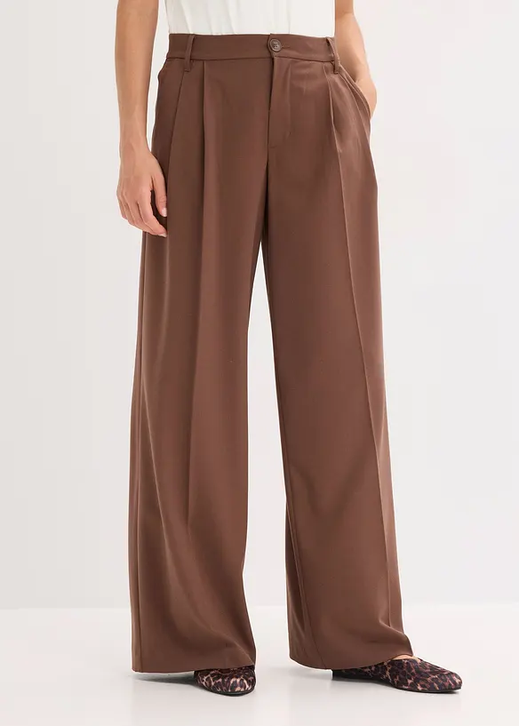 Pantalon fluide à pinces en viscose mélangée, bonprix