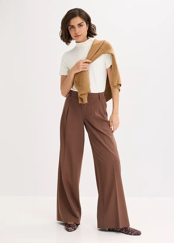 Pantalon fluide à pinces en viscose mélangée, bonprix