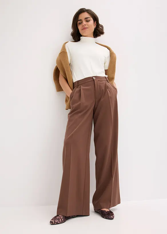 Pantalon fluide à pinces en viscose mélangée, bonprix