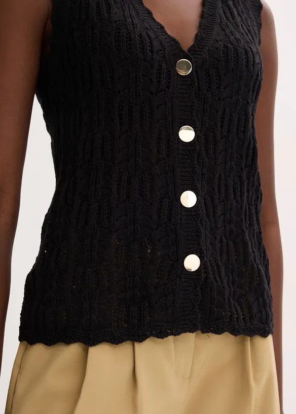 Gilet sans manches en maille ajourée, bonprix