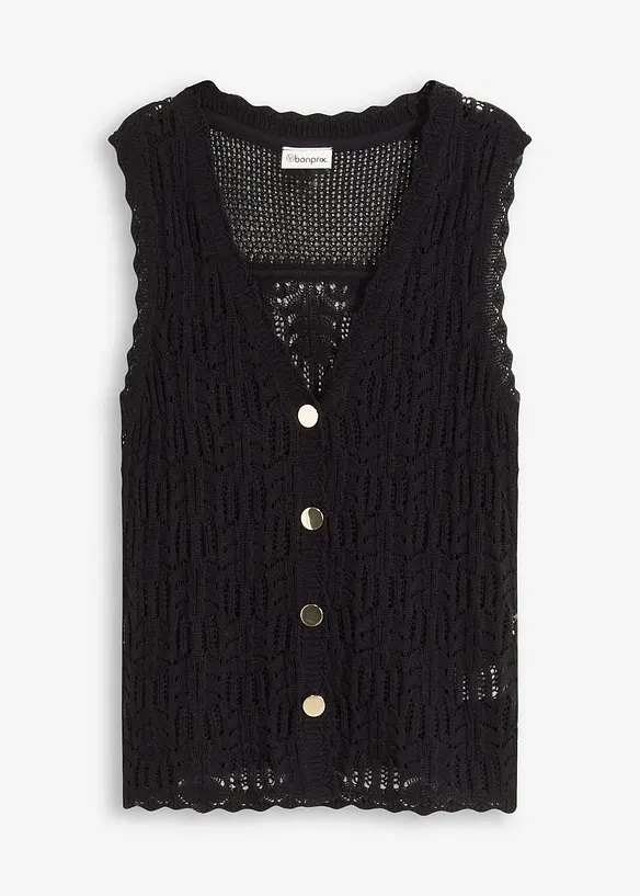 Gilet sans manches en maille ajourée, bonprix