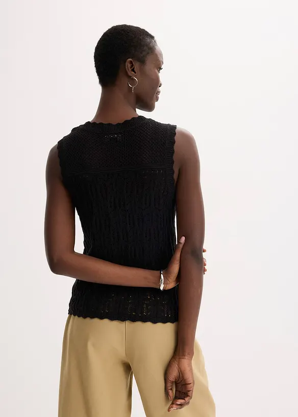 Gilet sans manches en maille ajourée, bonprix