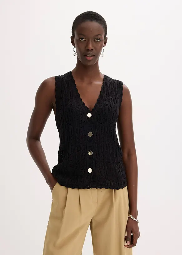 Gilet sans manches en maille ajourée, bonprix