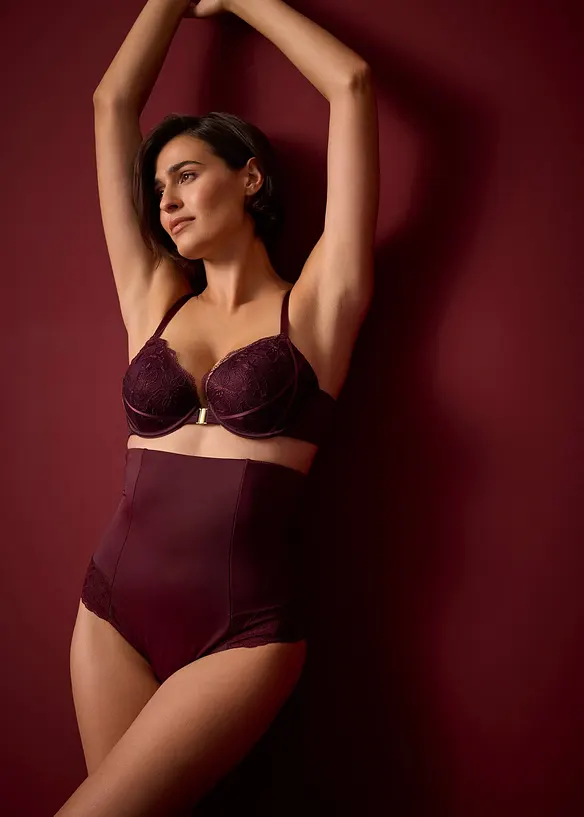 Culotte taille haute sculptante avec dentelle, maintien fort, bonprix