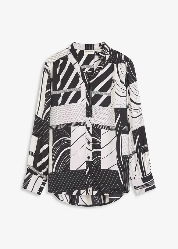 Chemisier en satin avec passepoils contrastants, bonprix