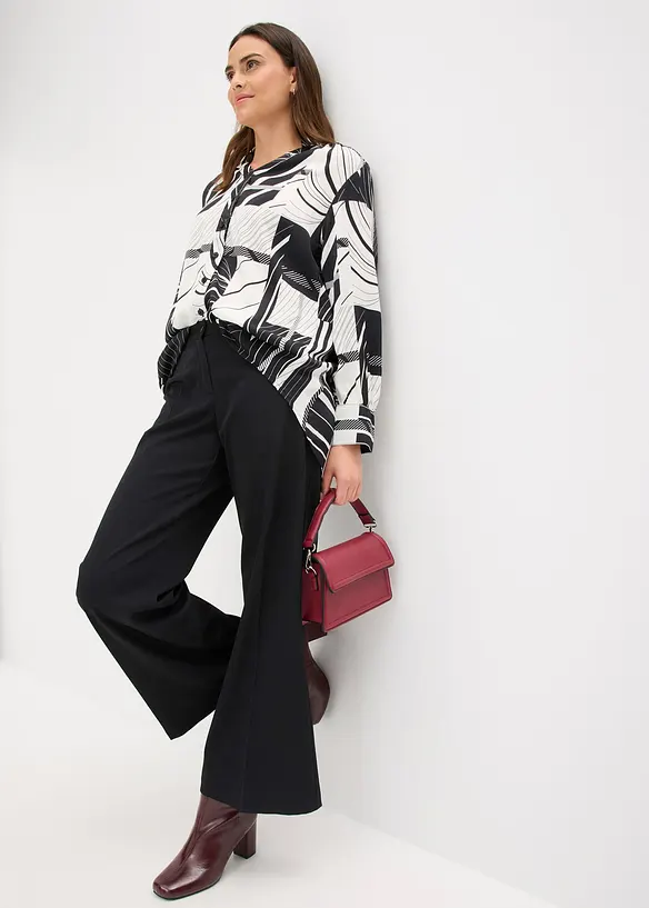Chemisier en satin avec passepoils contrastants, bonprix