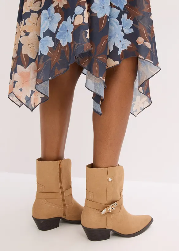 Jupe midi asymétrique en voile imprimé, bonprix