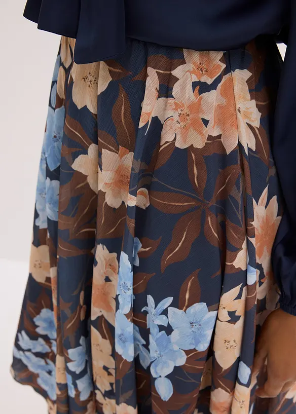 Jupe midi asymétrique en voile imprimé, bonprix