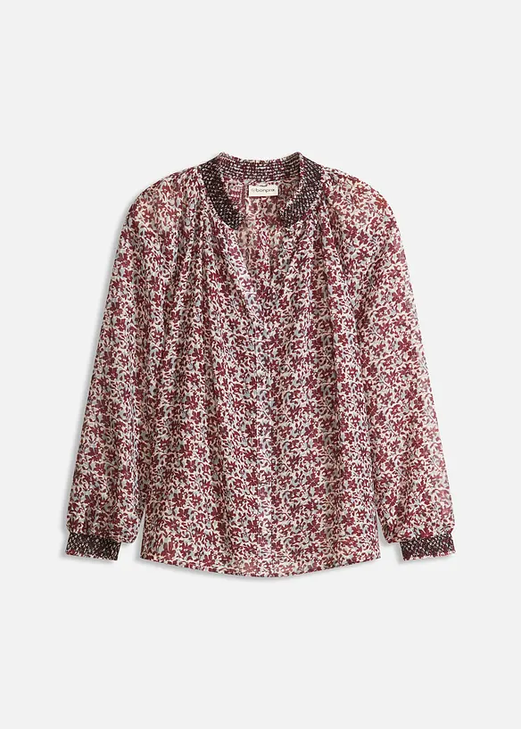 Chemisier en voile imprimé avec broderies, bonprix
