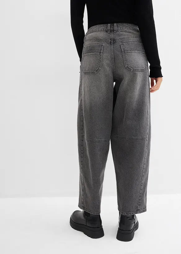 Jean barrel taille mi-haute, bonprix
