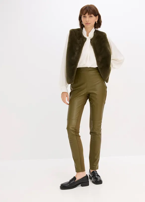 Pantalon bi-matière jersey milano et enduit devant, bonprix