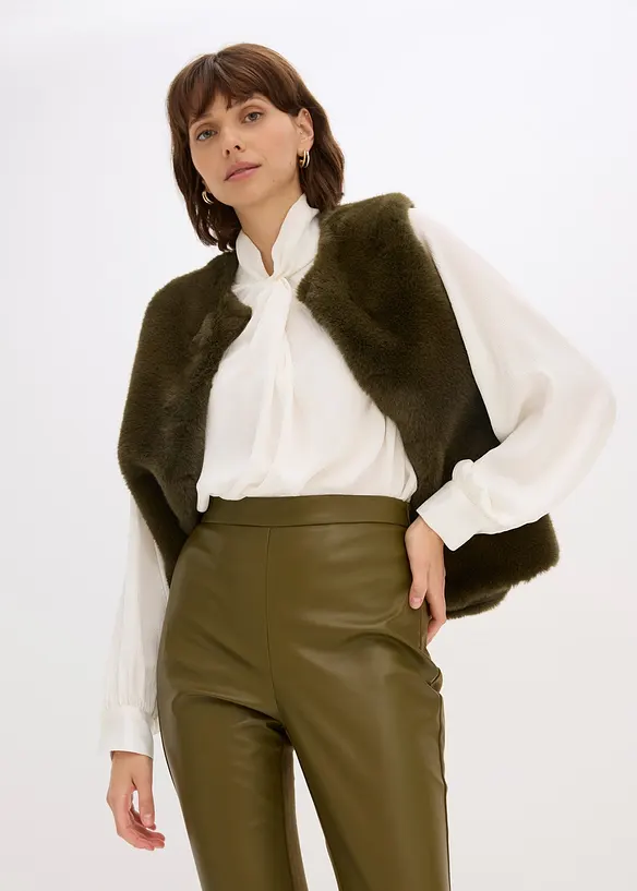 Pantalon bi-matière jersey milano et enduit devant, bonprix
