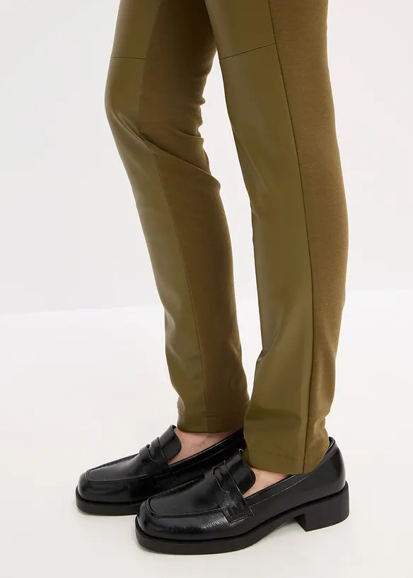 Pantalon bi-matière jersey milano et enduit devant, bonprix