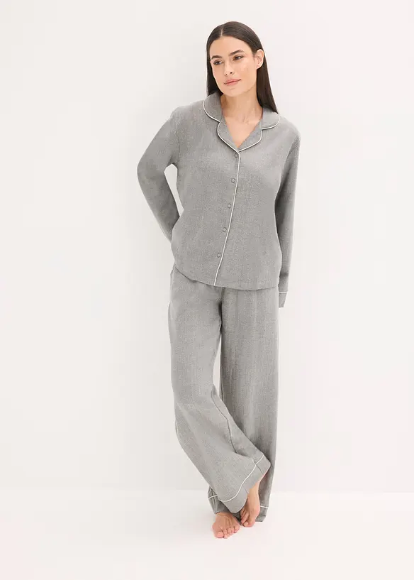 Pyjama tissé en flanelle avec motif chevrons, bonprix