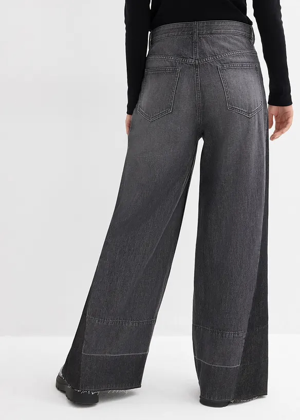 Jean large à taille haute avec empiècement, bonprix
