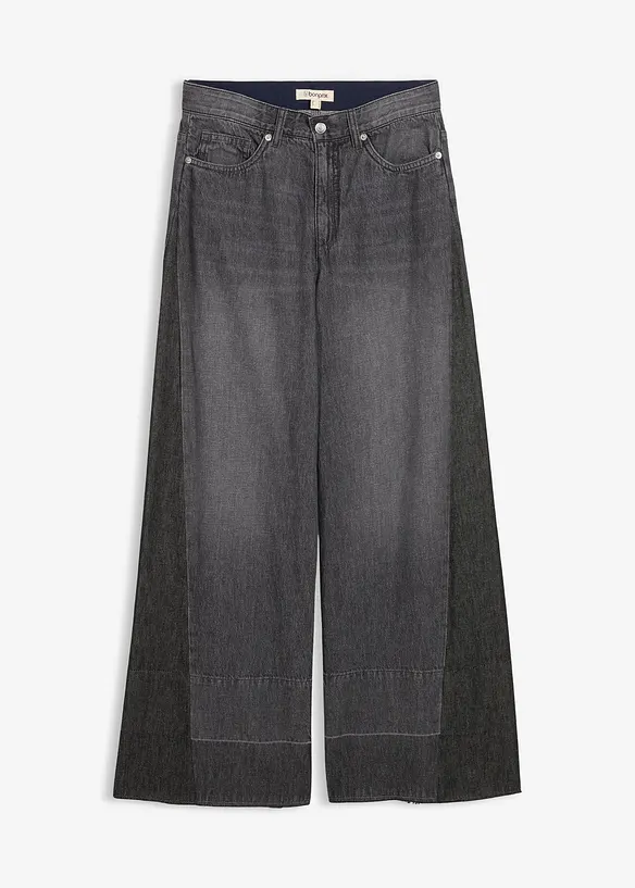 Jean large à taille haute avec empiècement, bonprix