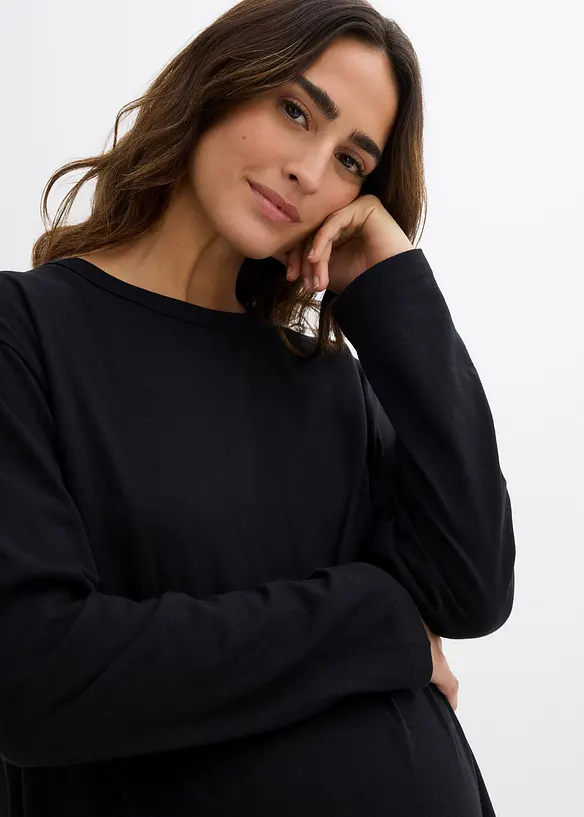 T-shirt de grossesse long 100% coton avec fentes pour l’allaitement, bonprix