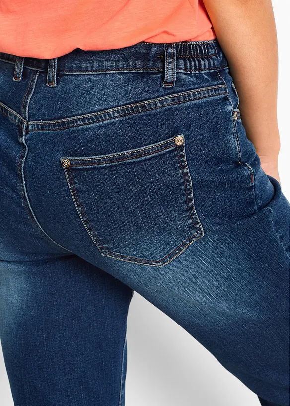 Bermuda en jean, taille mi-haute élastiquée, bonprix