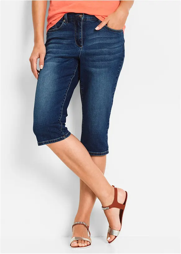 Bermuda en jean, taille mi-haute élastiquée, bonprix