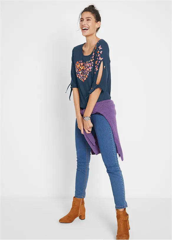 T-shirt coton épaules dénudées, mi-manches, bonprix