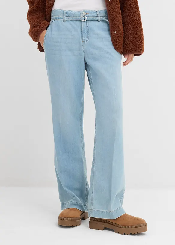 Jean large taille mi-haute avec ceinture, bonprix