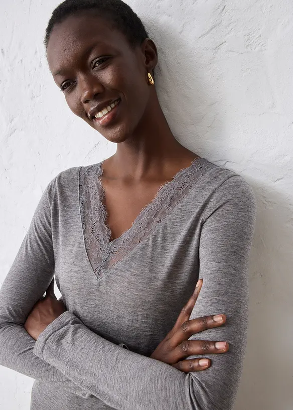 T-shirt en laine mélangée, bonprix