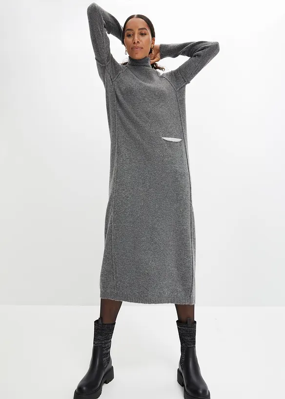 Robe en maille à col roulé, bonprix