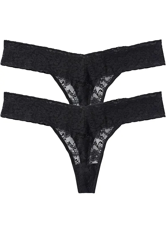 Lot de 2 strings en dentelle, bonprix