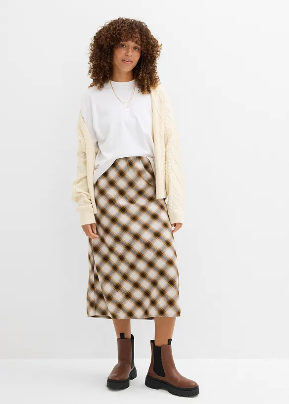 Jupe midi en flanelle 100% coton, bonprix