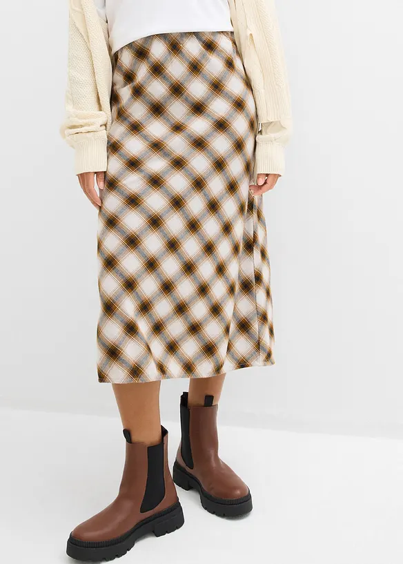 Jupe midi en flanelle 100% coton, bonprix