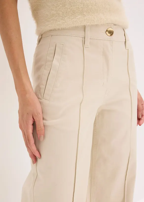 Pantalon en twill avec passepoil et poche gilet, bonprix