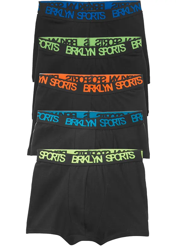 Lot de 5 boxers en coton doux et extensible, bonprix