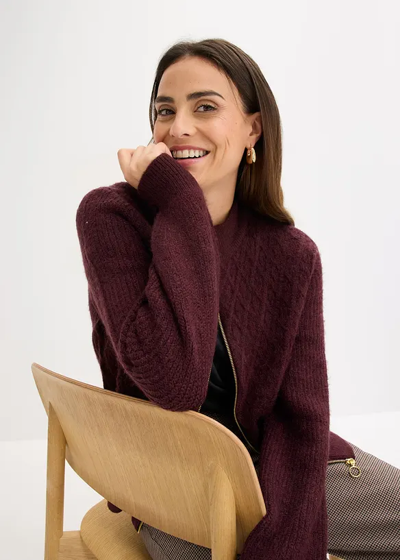 Gilet en maille torsadée, bonprix