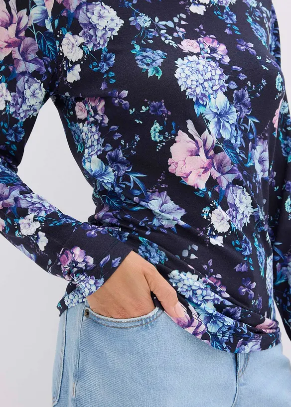 T-shirt manches longues en viscose douce et extensible, bonprix