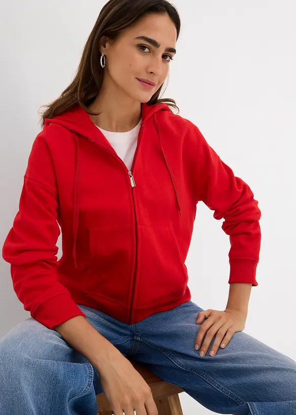 Sweat zippé en éponge douce, bonprix