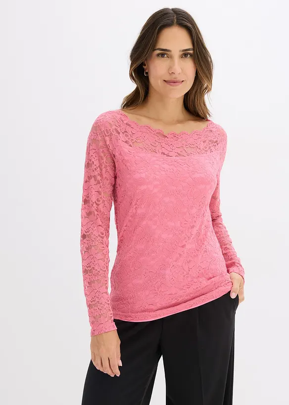 T-shirt manches longues en dentelle, bonprix