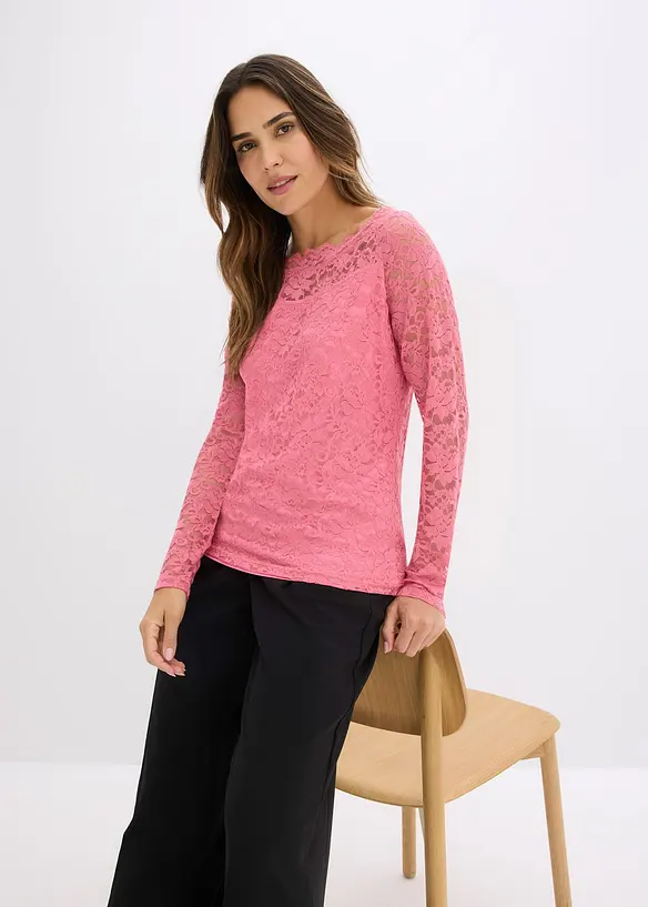 T-shirt manches longues en dentelle, bonprix