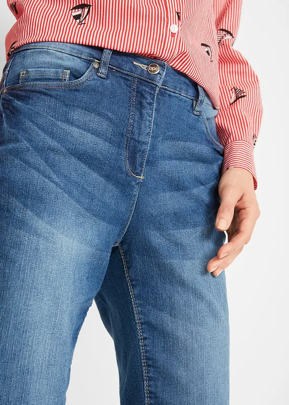 Bermuda en jean à revers, taille mi-haute, bonprix