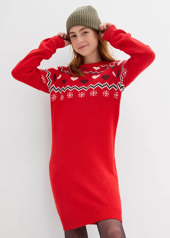 Robe en maille fille à motif norvégien, bonprix