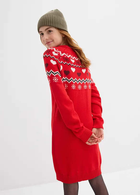 Robe en maille fille à motif norvégien, bonprix