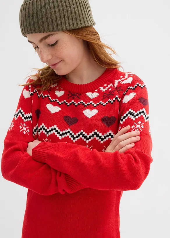 Robe en maille fille à motif norvégien, bonprix