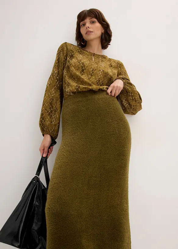 Jupe en maille poilue toute douce, bonprix