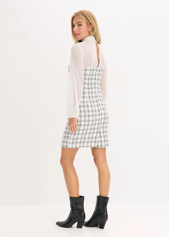 Robe courte en maille bouclette avec manches en mousseline, bonprix