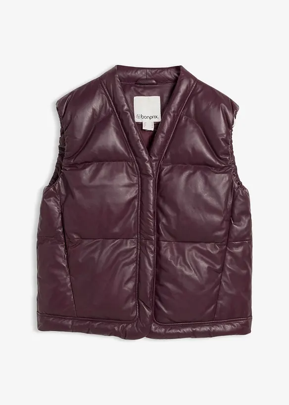 Doudoune sans manches en cuir d’agneau nappa, bonprix
