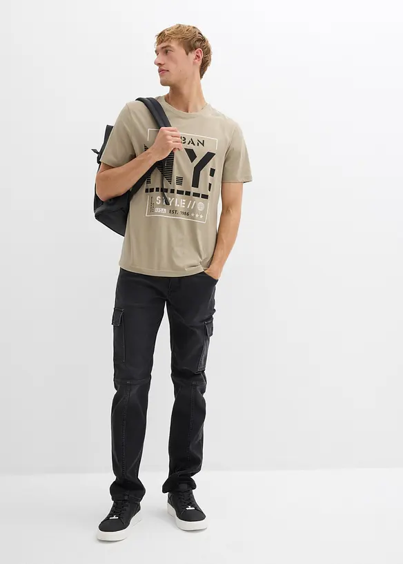 Jean cargo Regular à taille élastiquée, droit, bonprix